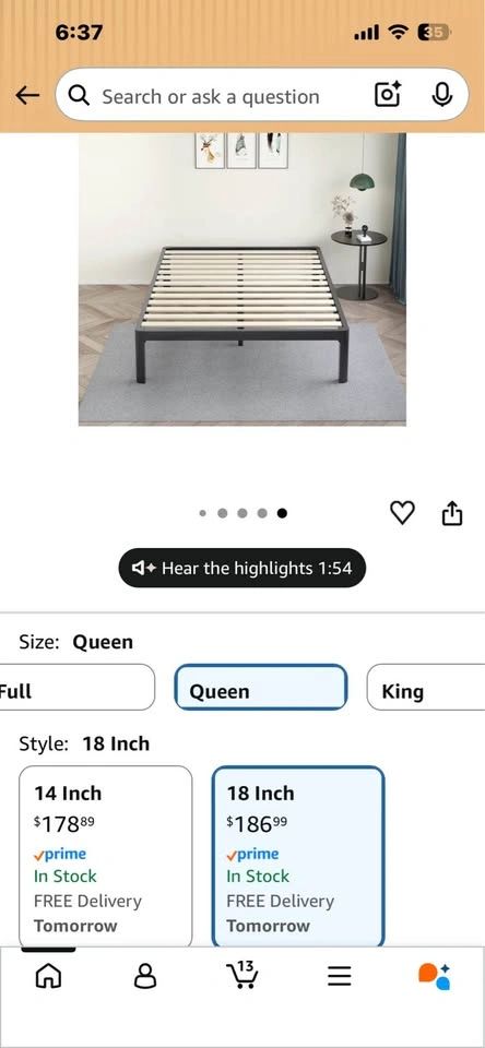 Queen 18 Inch Metal Platform Bed Frame and Mattress - photo 3