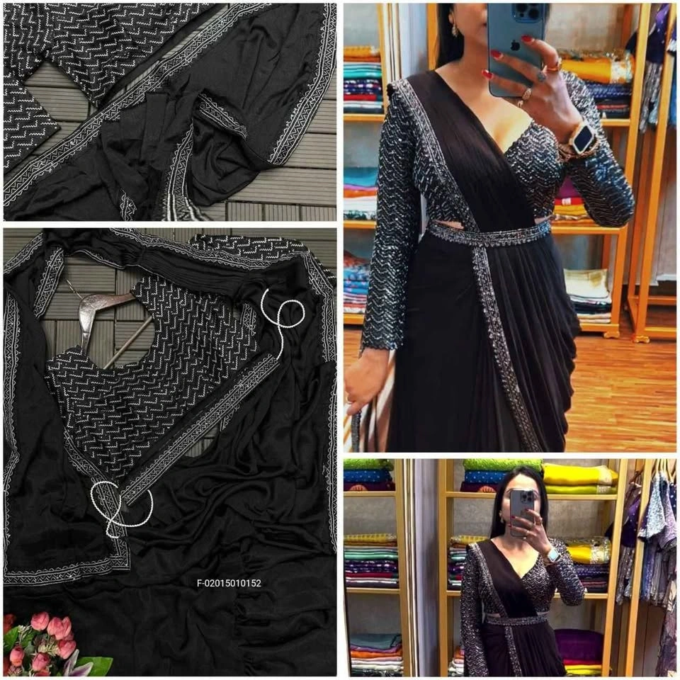 Ready to wear saree Black - photo 2