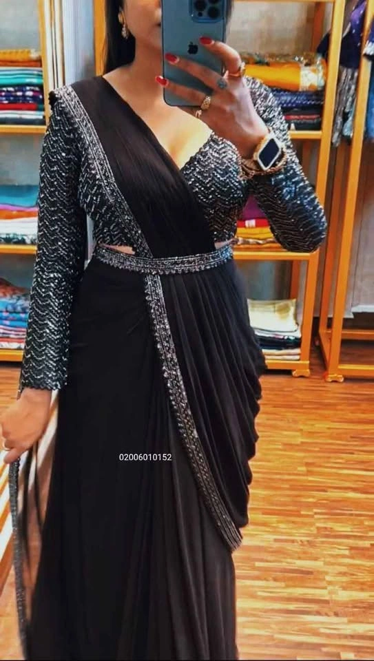 Ready to wear saree Black - photo 4