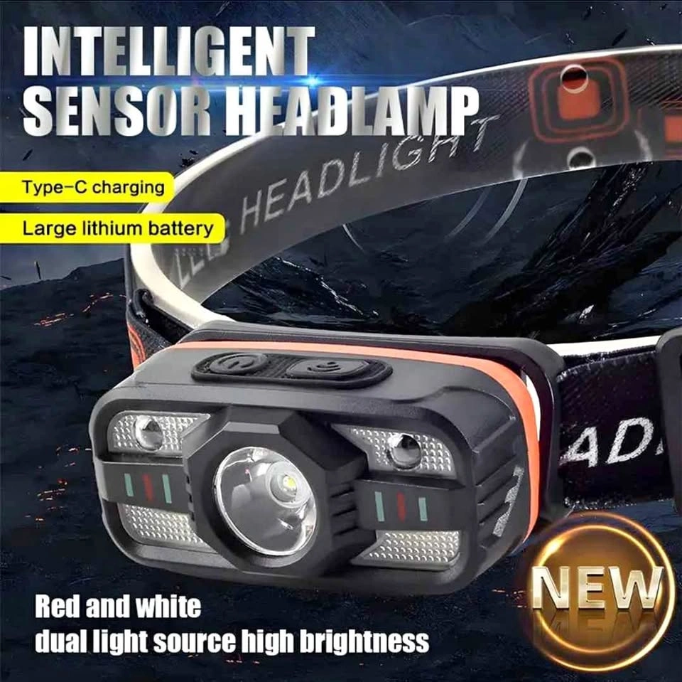 Rechargeable LED Headlamp – Type-C USB, 6 Modes, Adjustable Stra