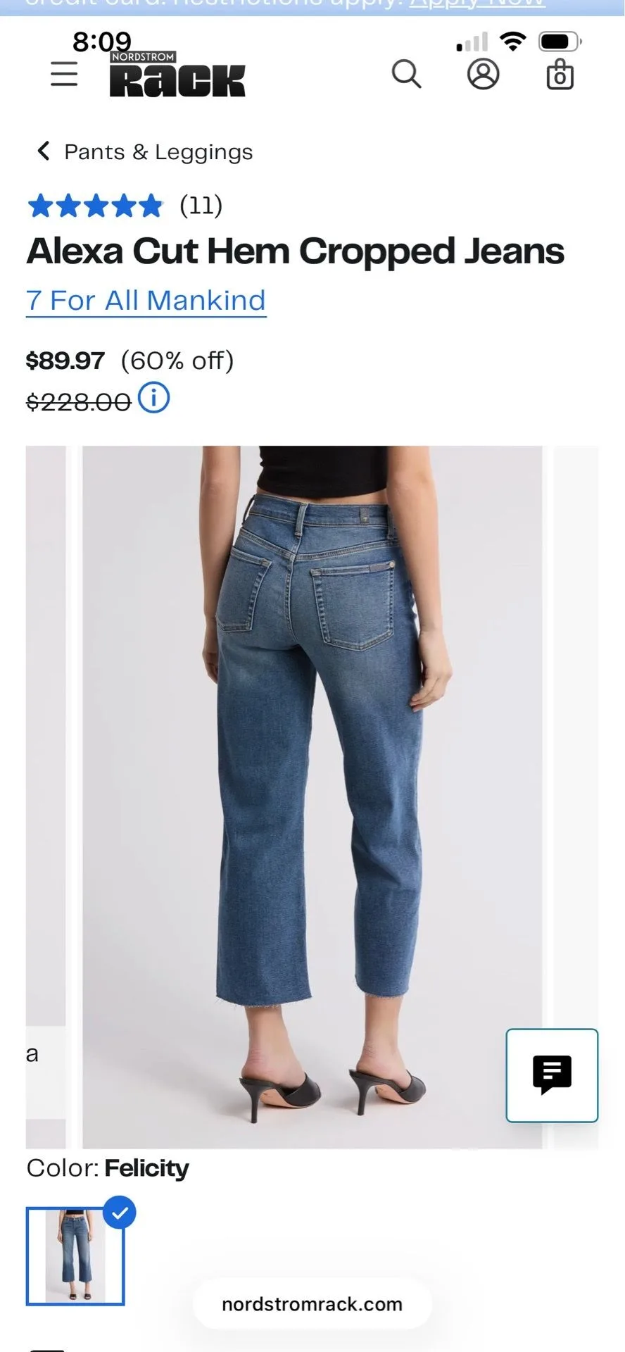 Size 27 New with Tags - 7 for All Mankind Cropped Alexa Jeans - photo 5