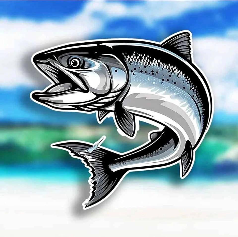 Salmon Blueback Vinyl Sticker Decal - 5.51'' x 5.35''