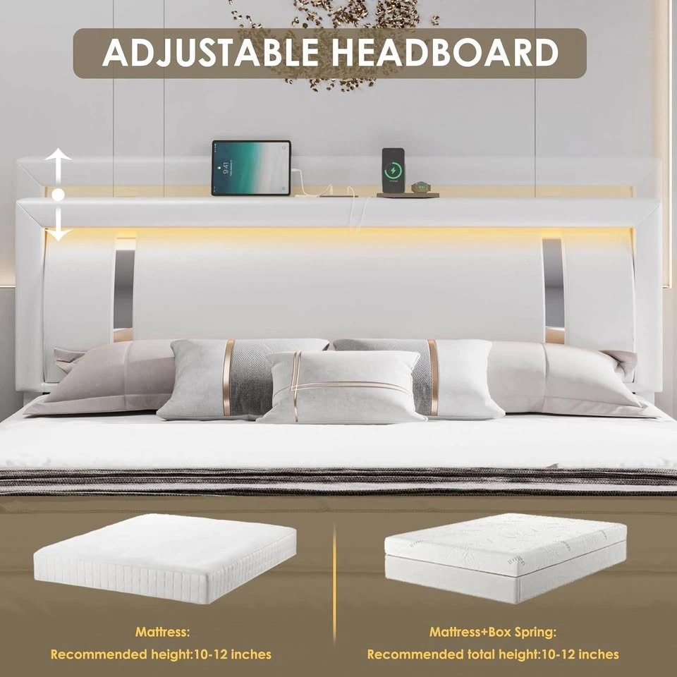 King Size Bed Frame with RGB LED Lights & 2 Storage Drawers - photo 5