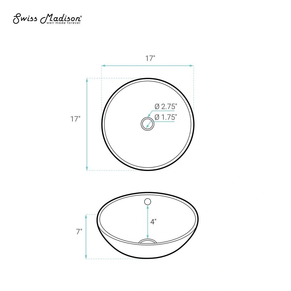 Sublime II Ceramic Circular Vessel Bathroom Sink SM-VS212 - photo 3