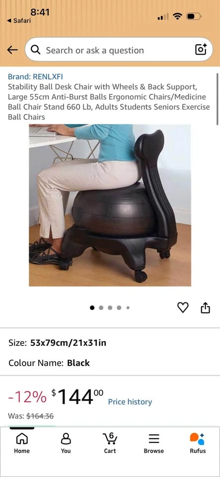 Stability Ball Desk Chair with Wheels & Back Support - photo 4