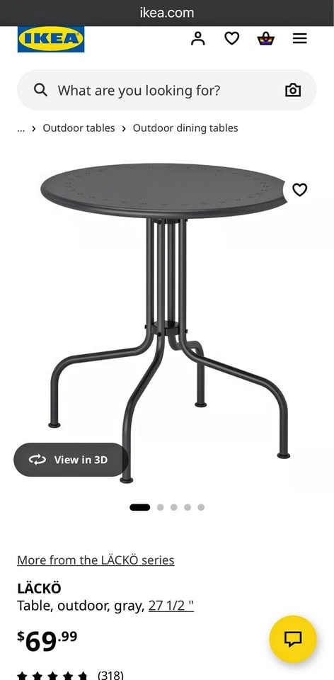 IKEA LACKO outdoor table w/two matching chairs