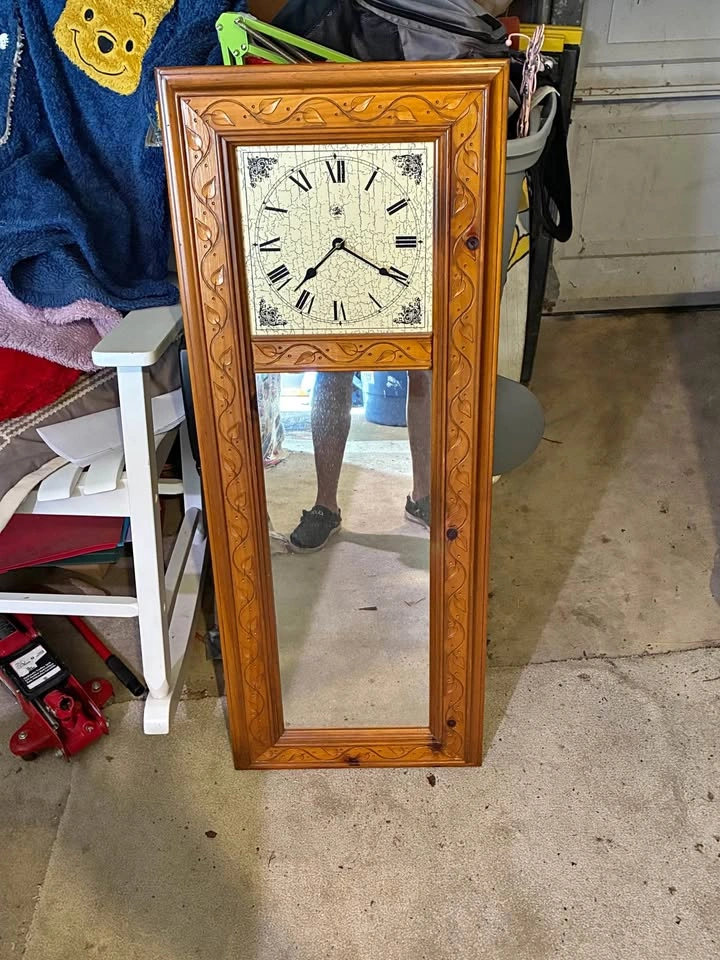 Wall hanging clock with mirror