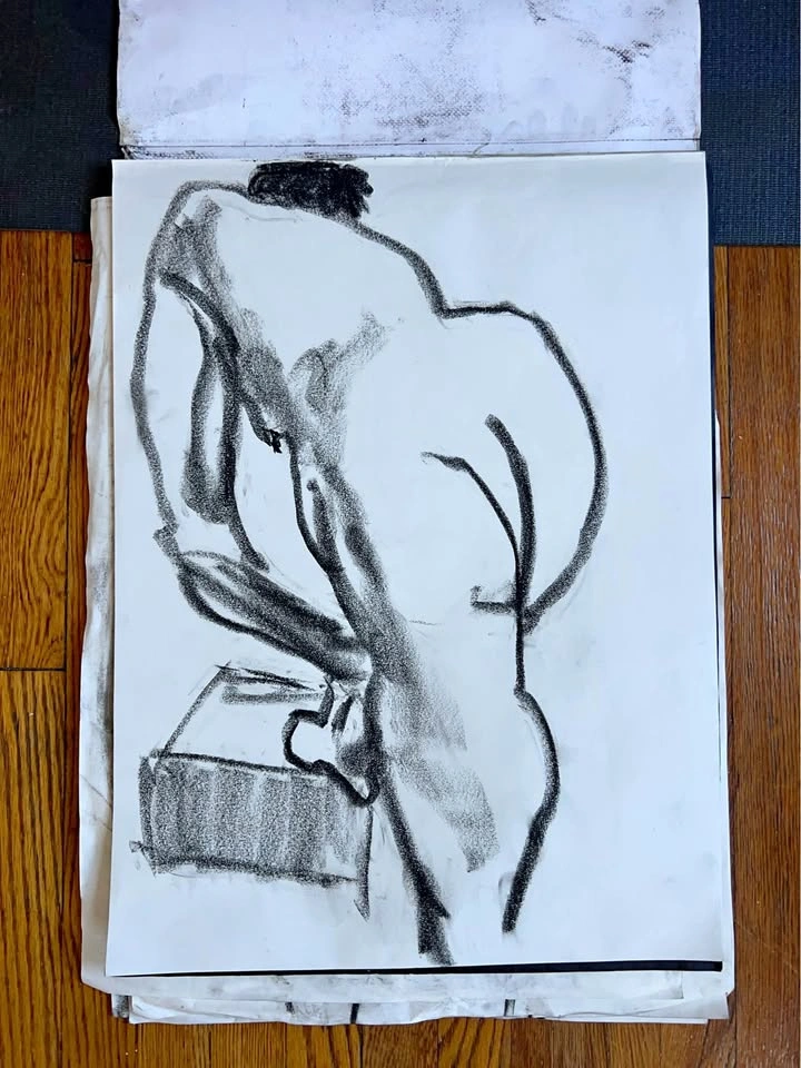 Charcoal Figure Drawing - Original - Wall Art - 18x24”