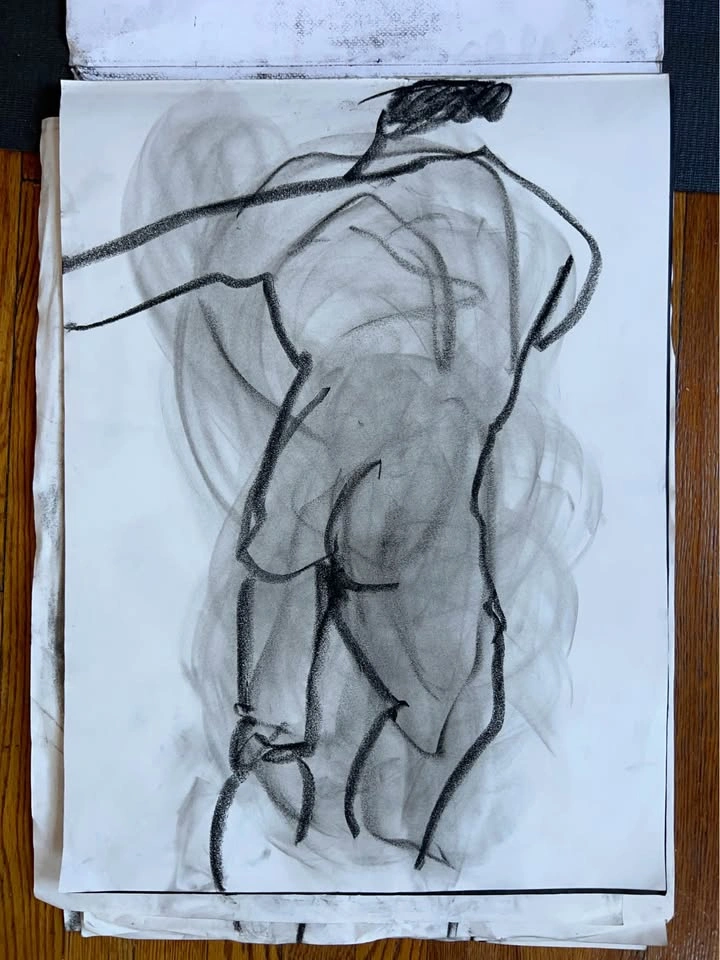 Charcoal Figure Drawing - Original - Wall Art - 18x24” - photo 3