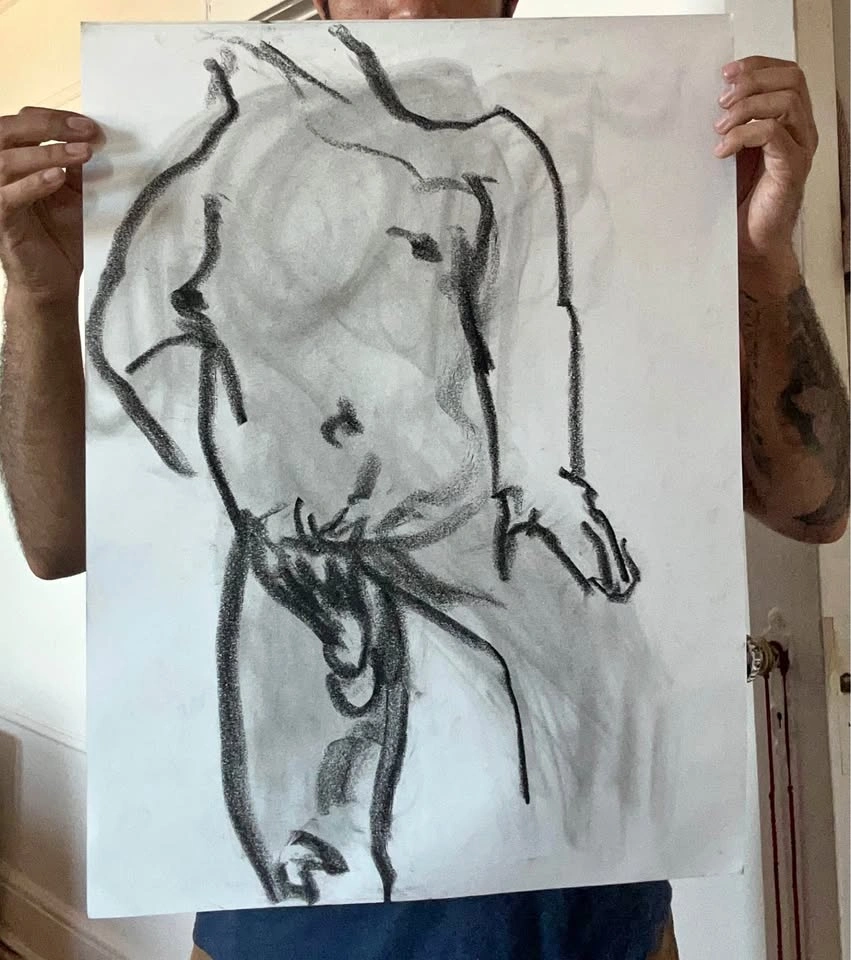 Charcoal Figure Drawing - Original - Wall Art - 18x24”