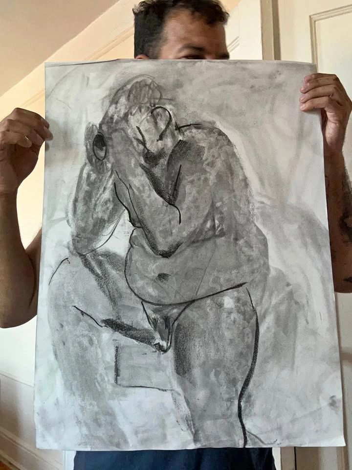 Charcoal Figure Drawing - Original - Wall Art - 18x24”