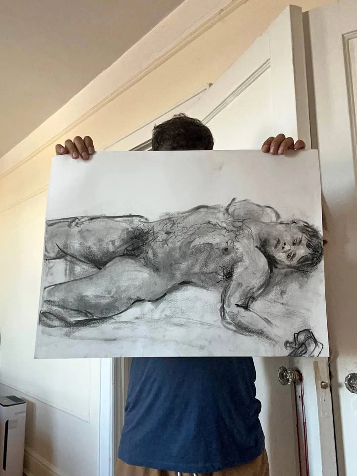 Charcoal Figure Drawing - Original - Wall Art - 24” x 18”