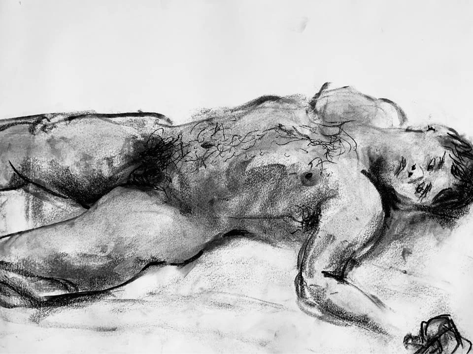 Charcoal Figure Drawing - Original - Wall Art - 24” x 18” - photo 2