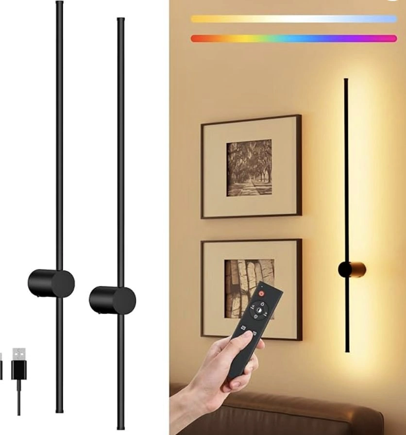 USB Rechargeable LED Wall Light Set Of 2, 6000mAh