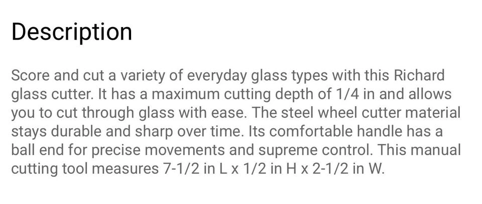 Richard GL-1 Steel Wheel Glass Cutter - photo 3