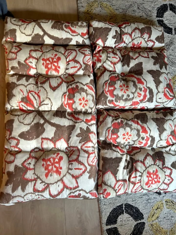 Pair Floral Tufted High Back Patio Chair Cushions