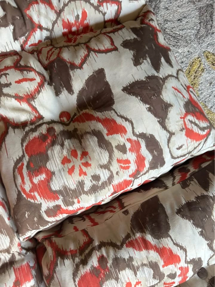 Pair Floral Tufted High Back Patio Chair Cushions - photo 3
