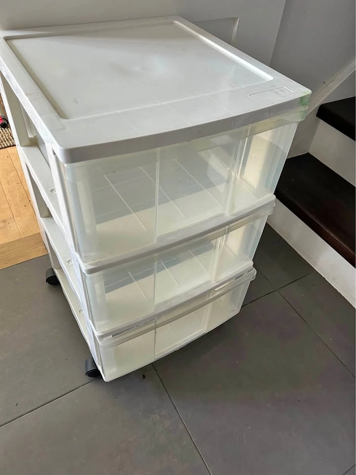 Sturdy 3-Drawer Plastic Storage Cart with Wheels