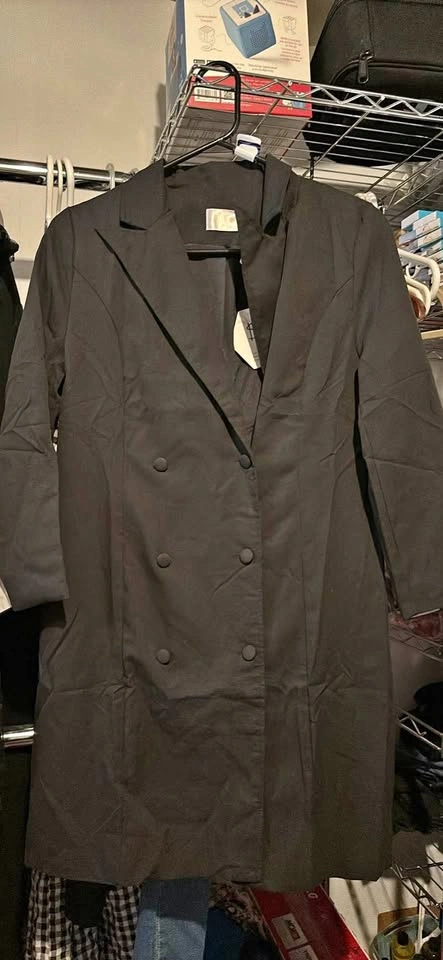 Black Double-Breasted Blazer Dress size L