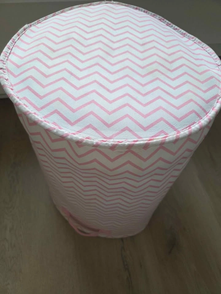 Pink Chevron Collapsible Fabric Laundry Hamper/ Toy Bin - photo 3