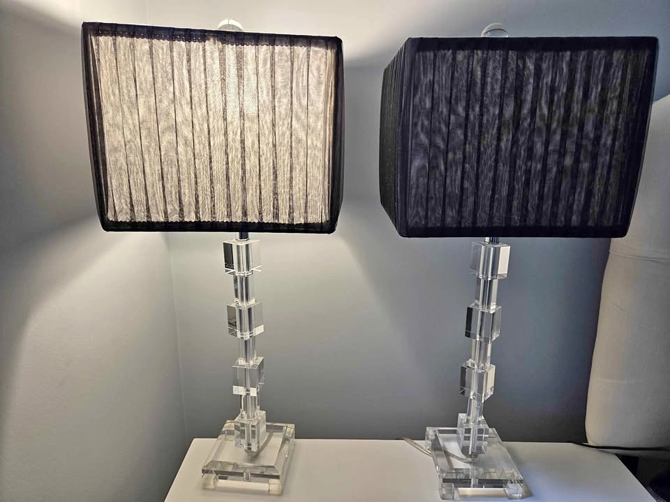 Pair of Modern Black & Clear colored lamps