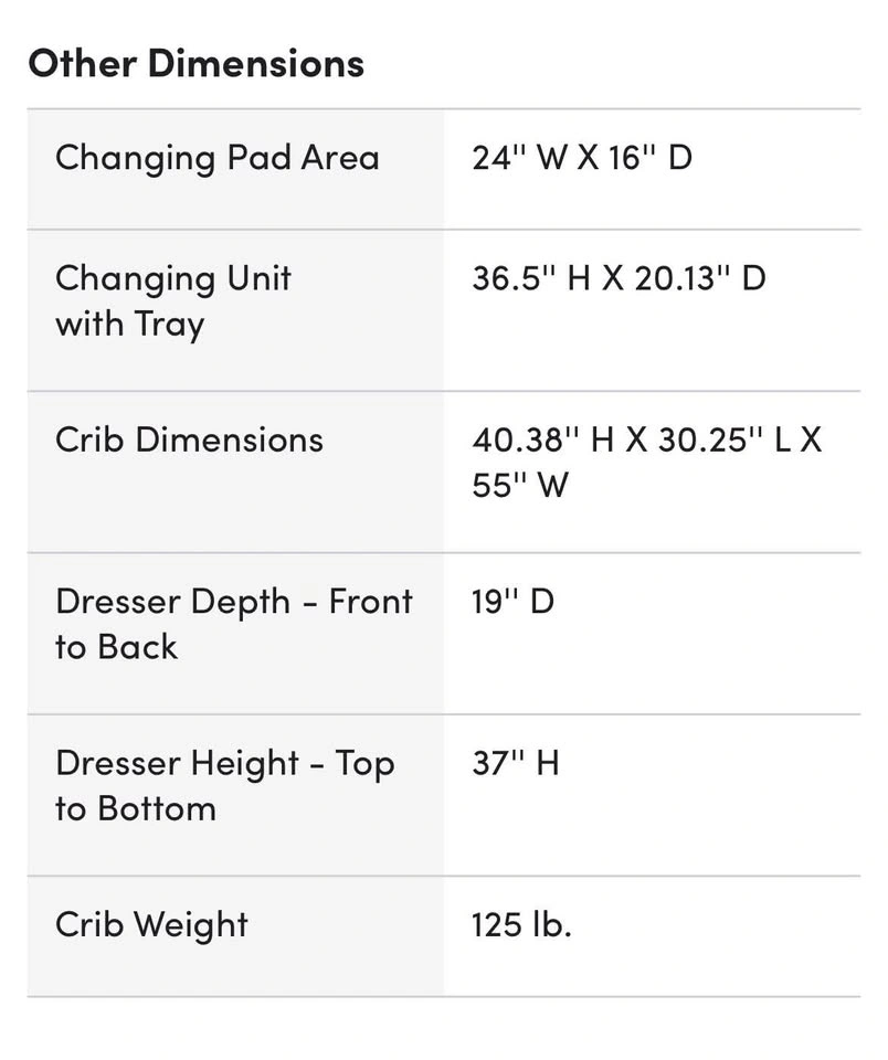 Gray Baby Nursery Set – Crib + Dresser + Changing Table - photo 5