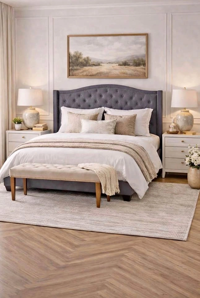 Brand New Upholstered Queen Bed— $300