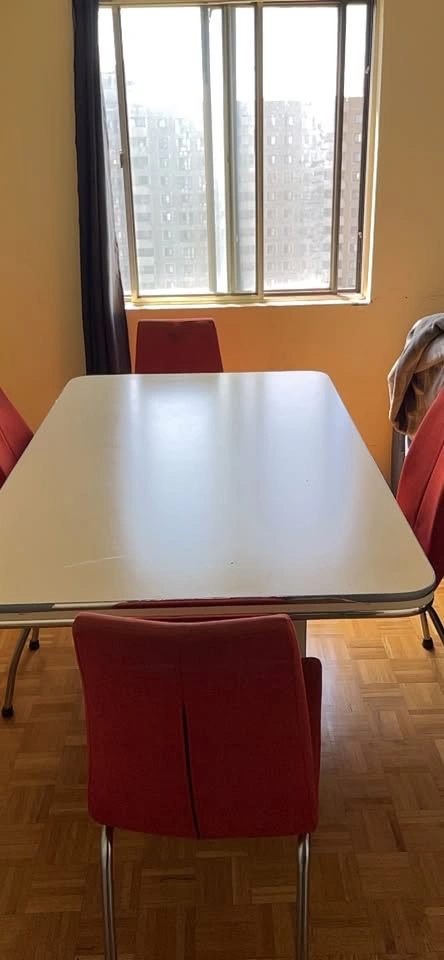 White Dining Table with Red Chairs - photo 3