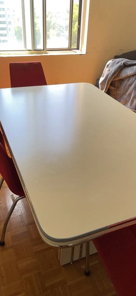 White Dining Table with Red Chairs - photo 4