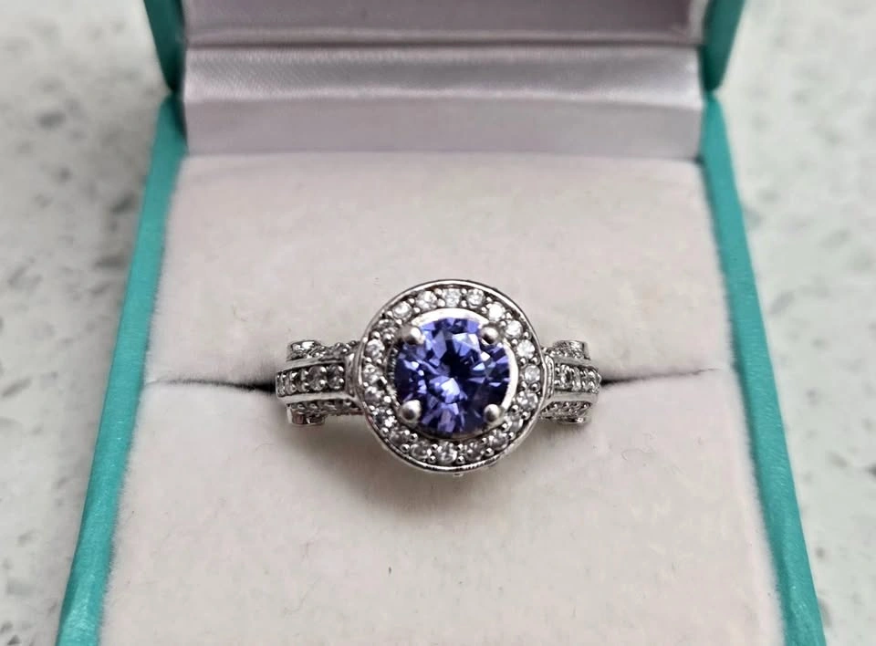 NEW Art Deco Tanzanite ring with CZ Size 6