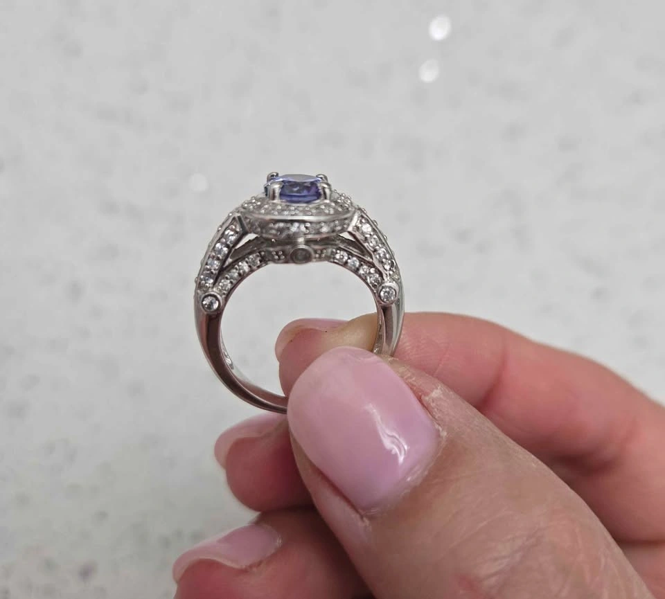 NEW Art Deco Tanzanite ring with CZ Size 6 - photo 2