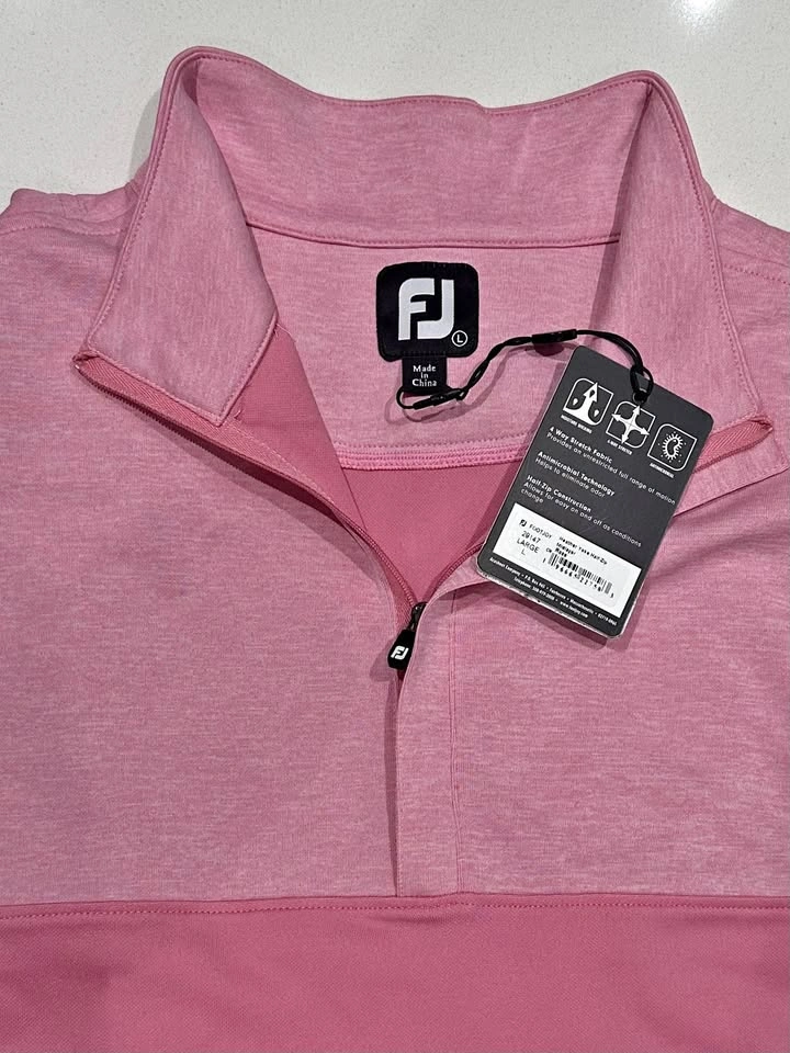 FootJoy Heather Yoke Half-Zip Midlayer Rose Large