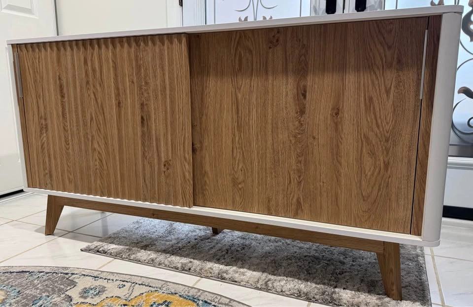 NEW Jahnke Mid-Century Modern Sideboard – White & Wood-Grain - photo 2