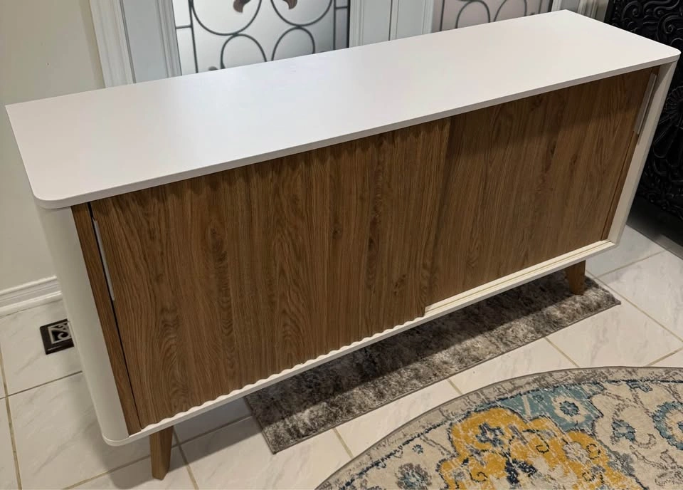 NEW Jahnke Mid-Century Modern Sideboard – White & Wood-Grain - photo 3