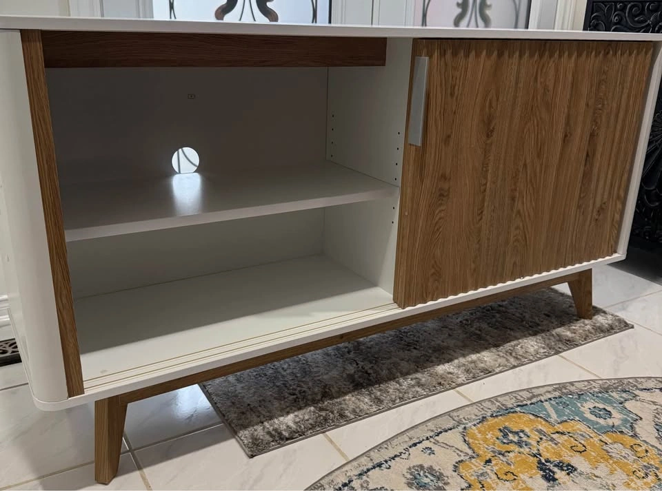 NEW Jahnke Mid-Century Modern Sideboard – White & Wood-Grain - photo 5