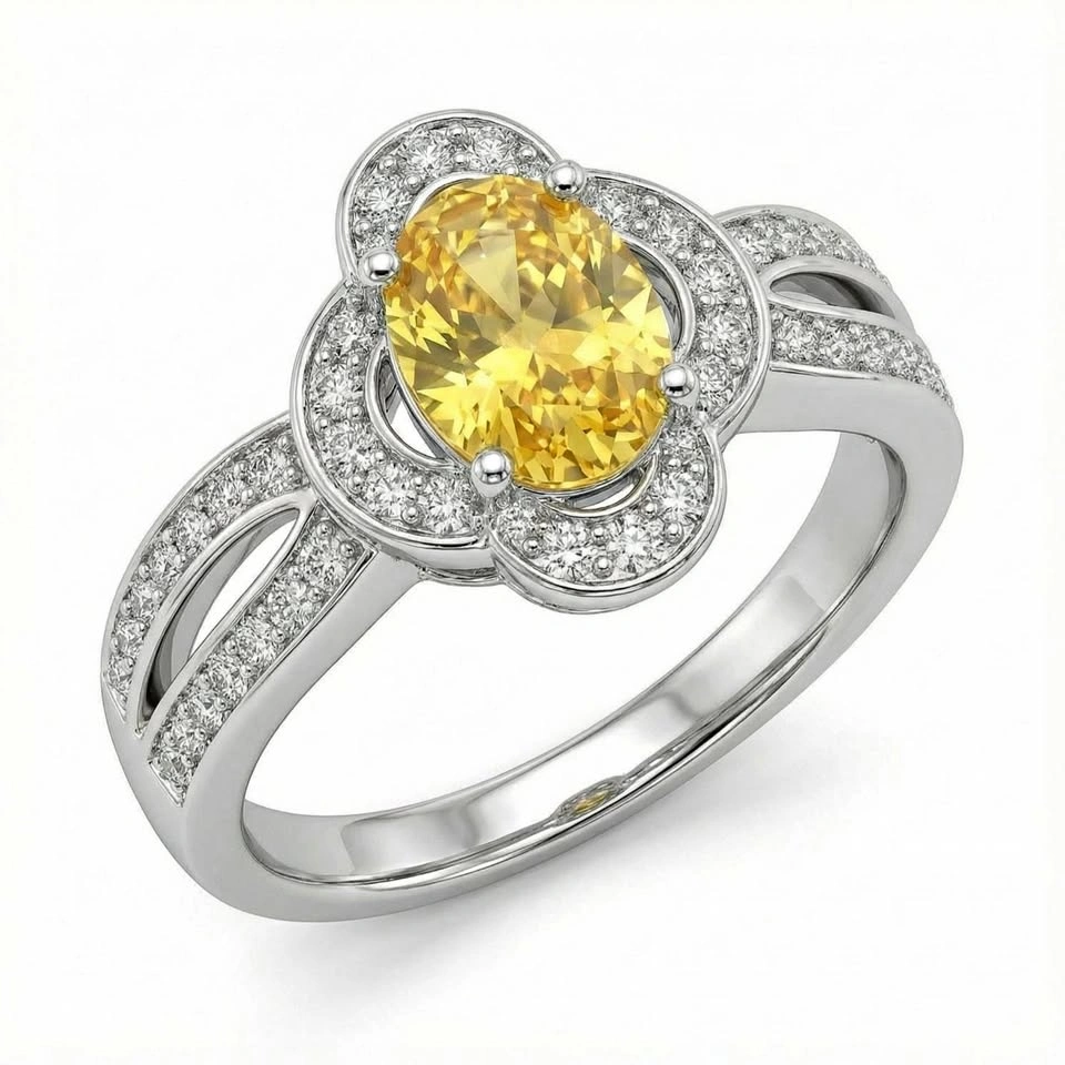 A Vintage Style Yellow CZ Ring – Size 6