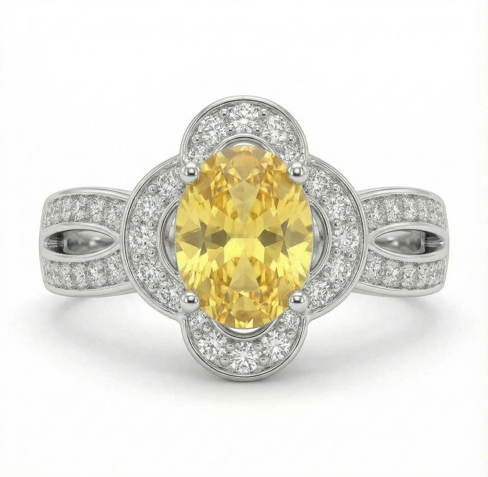 A Vintage Style Yellow CZ Ring – Size 6 - photo 2