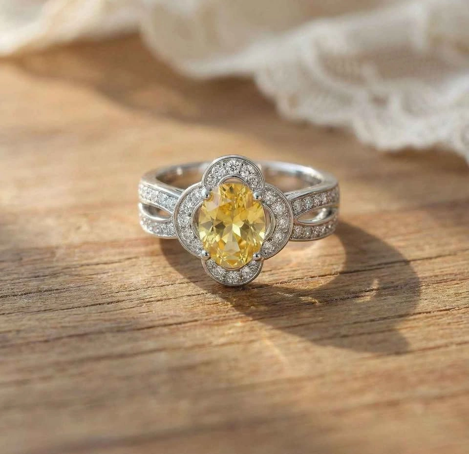 A Vintage Style Yellow CZ Ring – Size 6 - photo 5