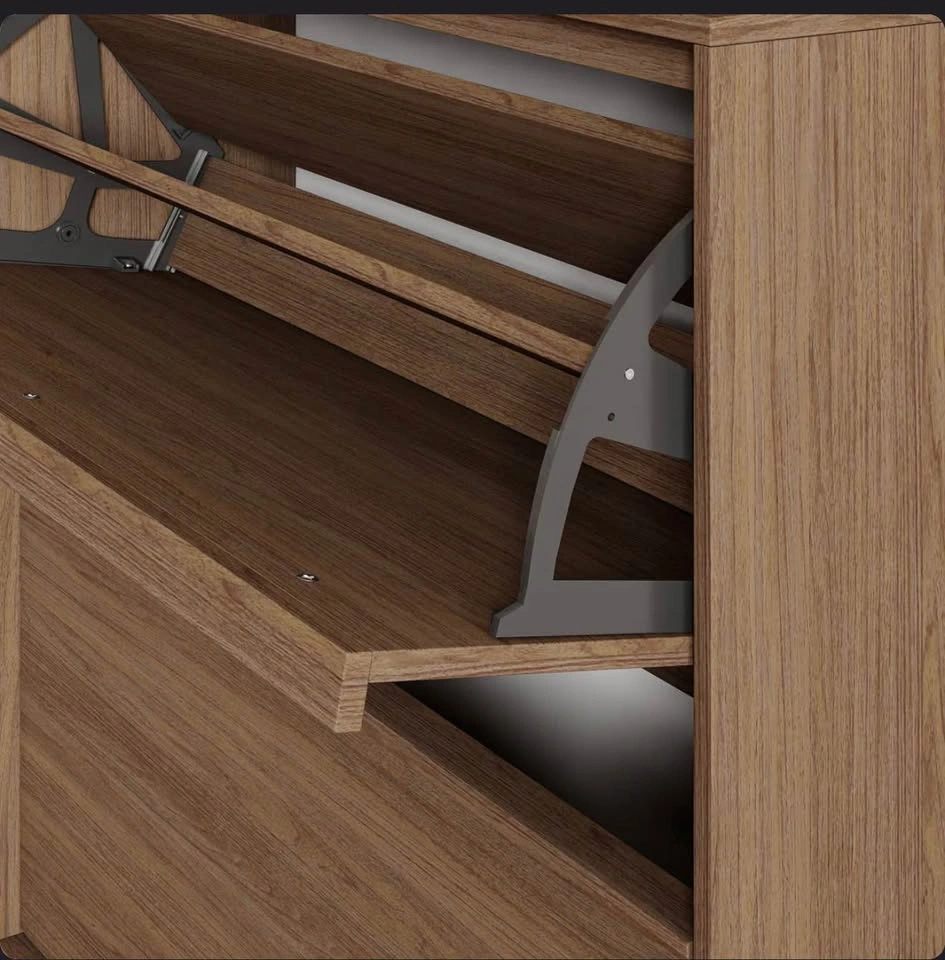 Walnut Flip-Down Shoe Cabinet – Holds 16 Pairs - photo 3