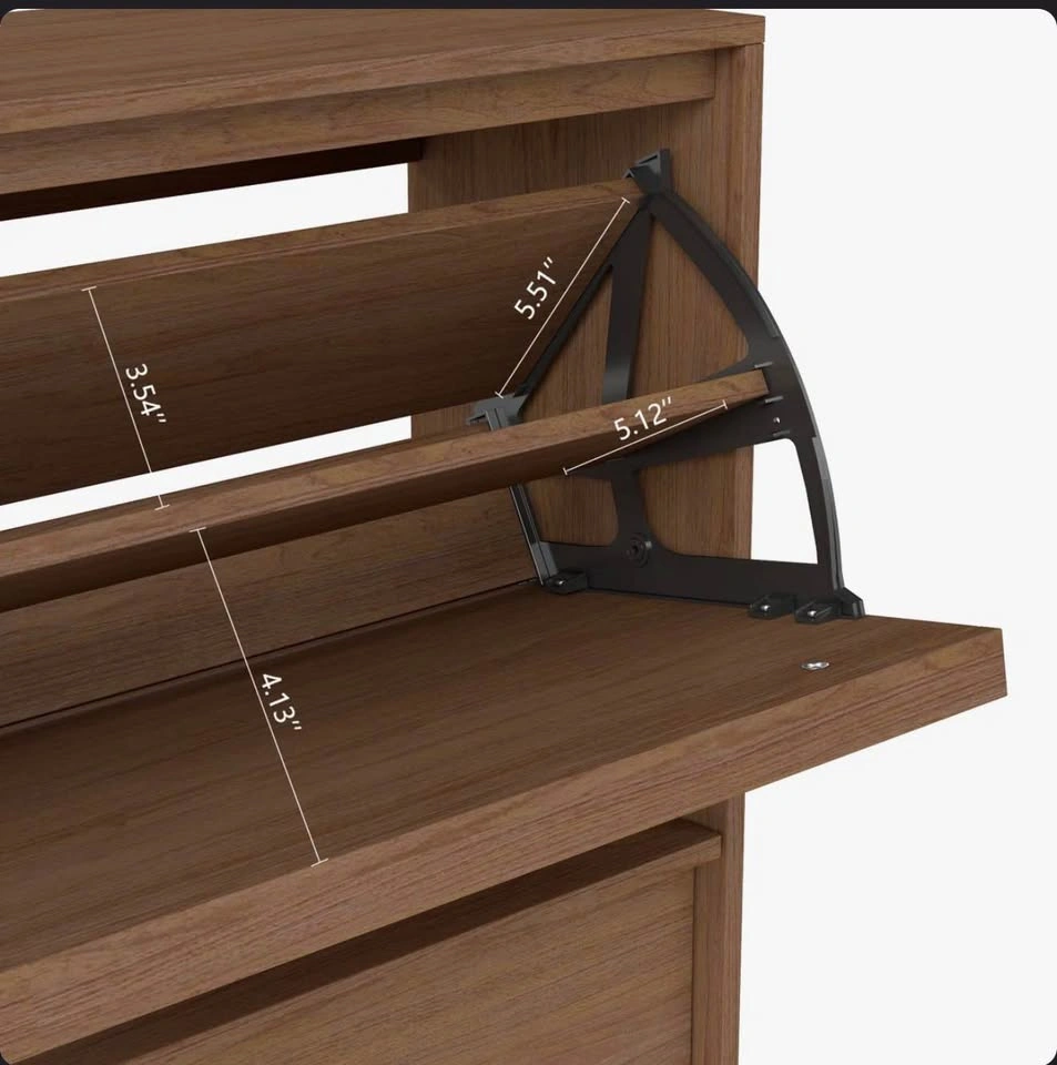 Walnut Flip-Down Shoe Cabinet – Holds 16 Pairs - photo 5