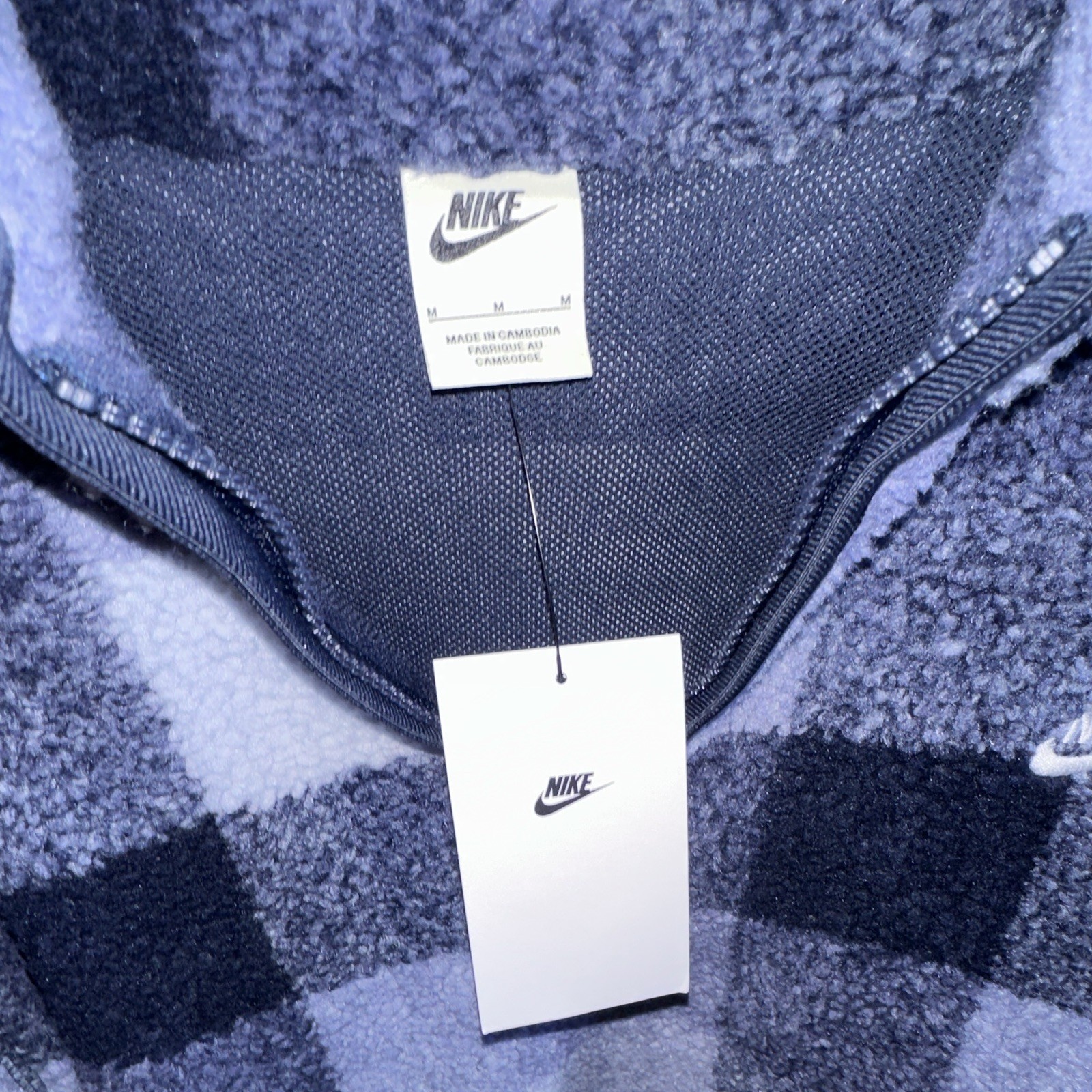 Nike Men’s Plaid Sherpa Fleece 1/4 Zip Pullover Jacket M - photo 3