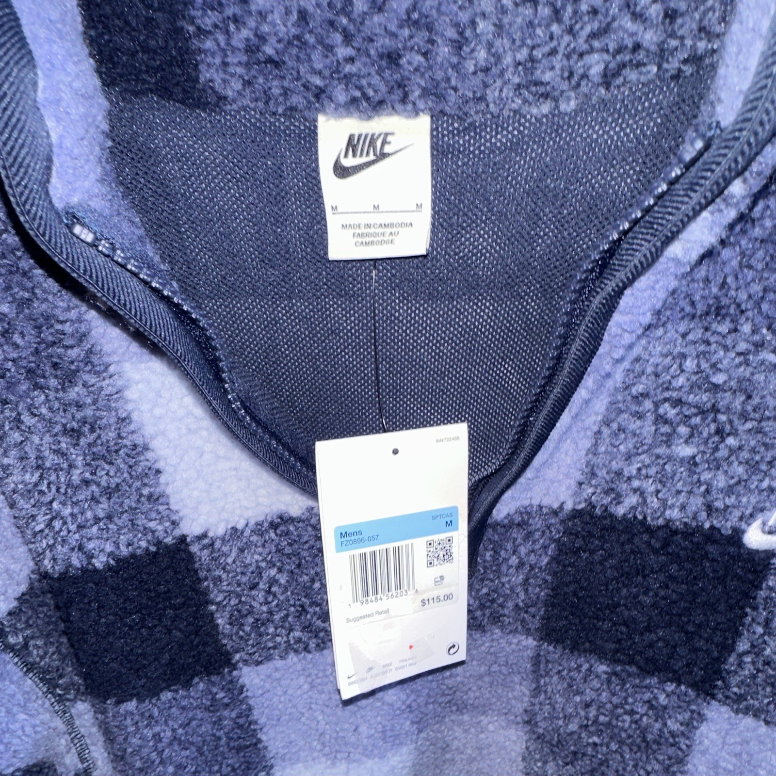 Nike Men’s Plaid Sherpa Fleece 1/4 Zip Pullover Jacket M - photo 4