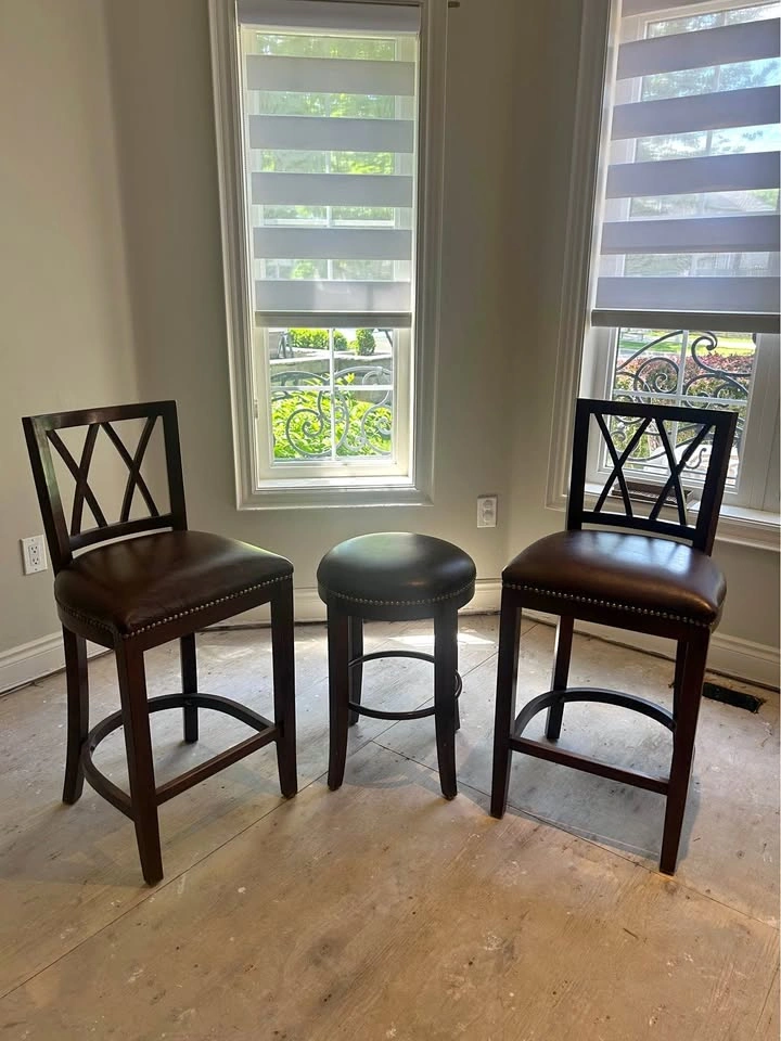 Wood and Leather Bar Stools