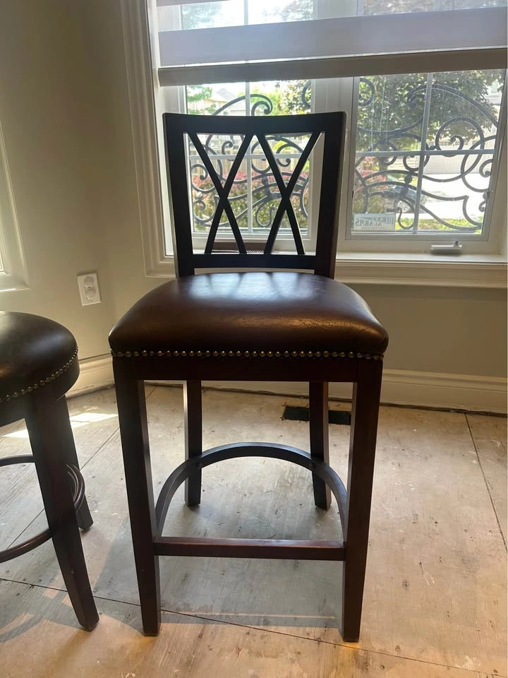 Wood and Leather Bar Stools - photo 3