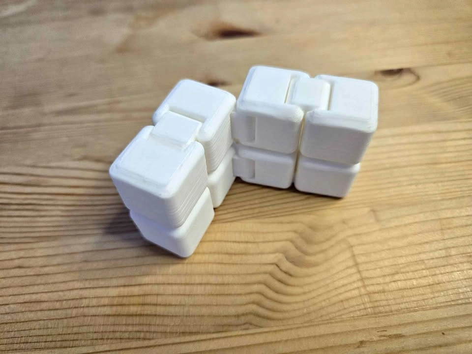 3D Printed Infinity Fidget Cube – White – Stress Relief Toy