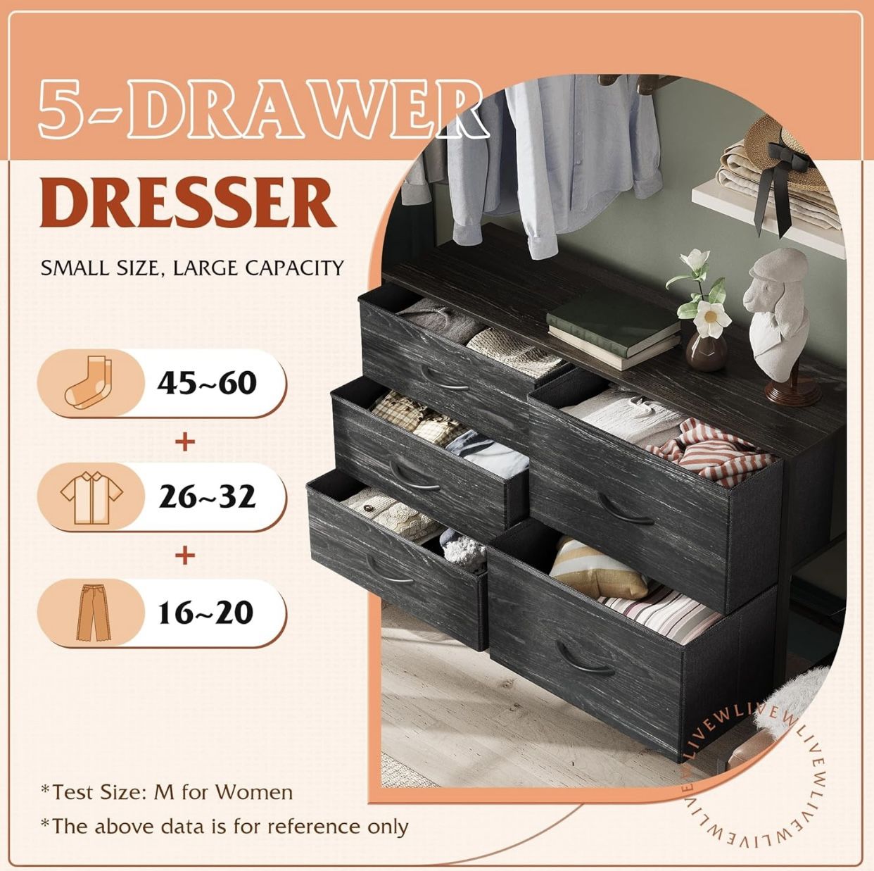 WLIVE 5-Drawer Fabric Dresser - photo 5