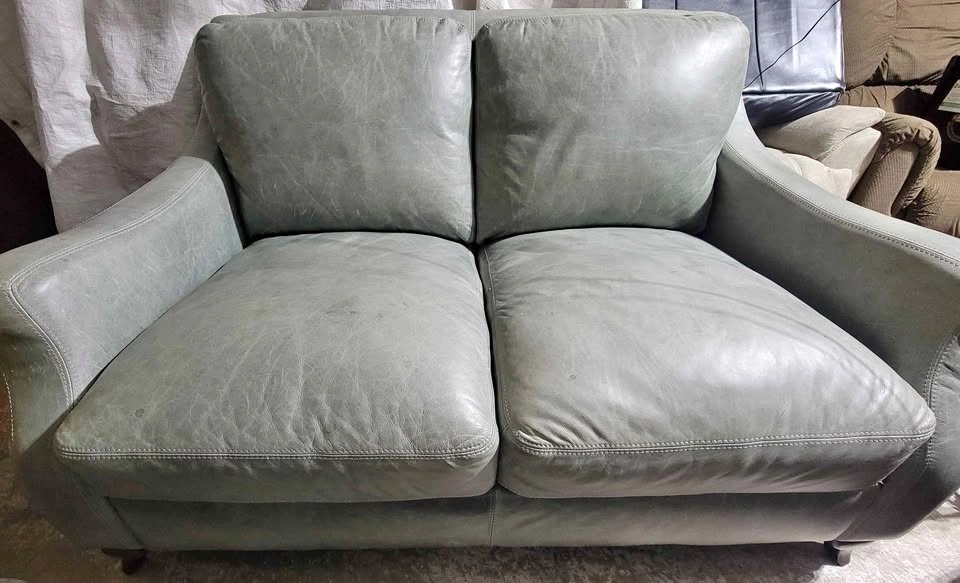 Nice Little Distressed Leather Loveseat