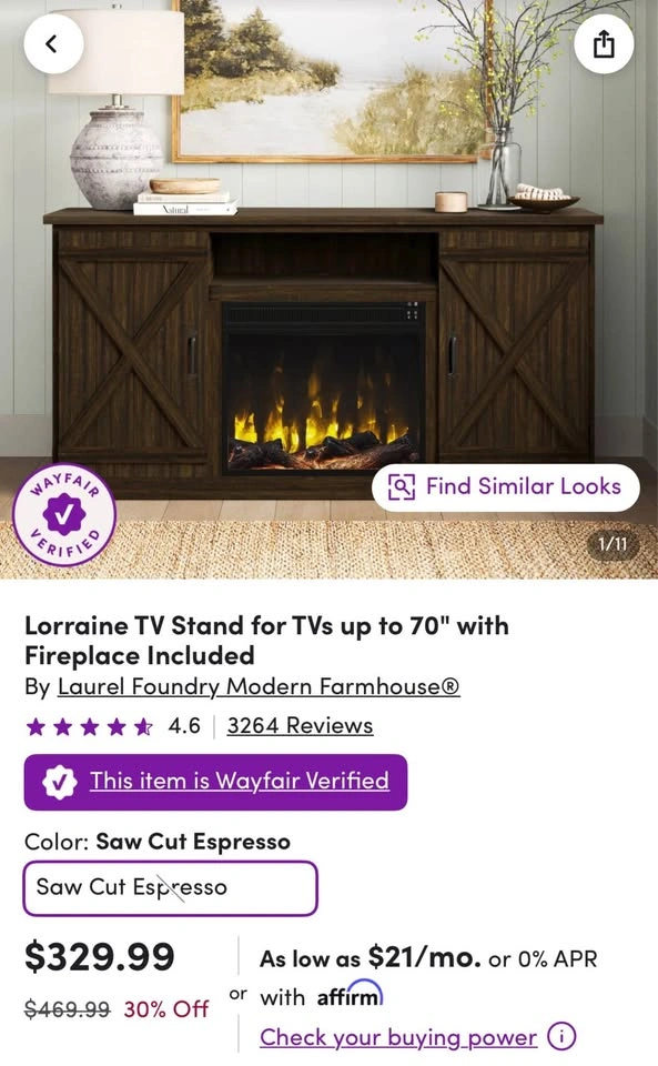 Tv stand with fireplace - photo 3