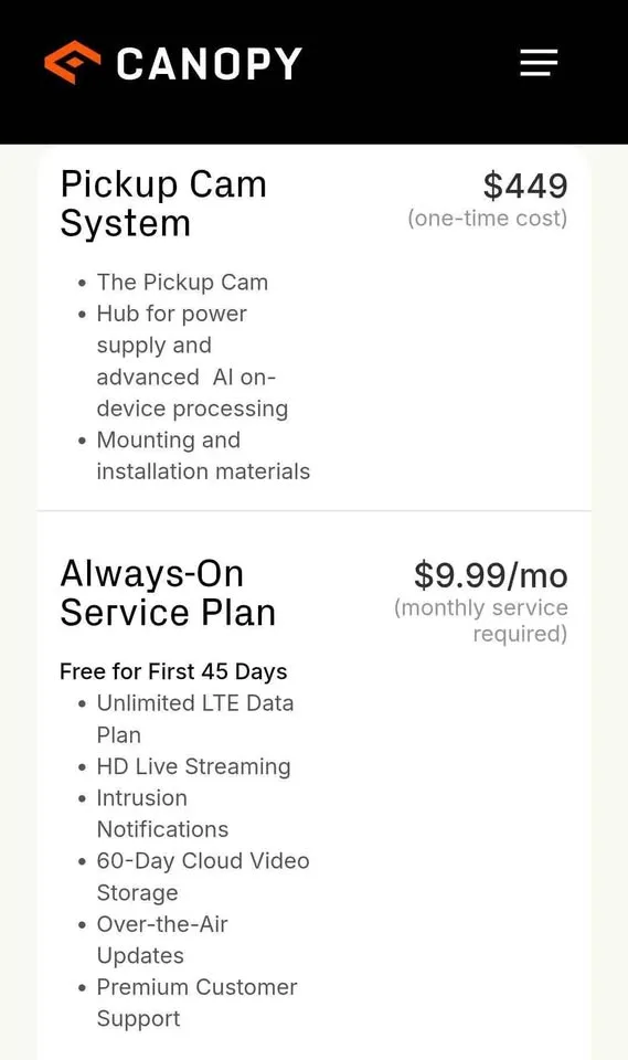 Canopy Pickup camera security camera system image indicator(6)