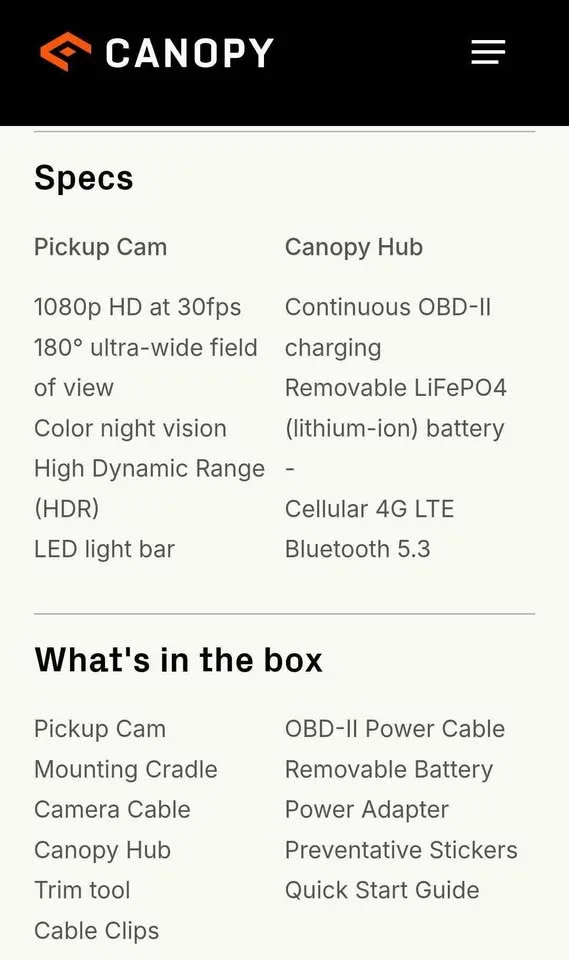 Canopy Pickup camera security camera system image indicator(8)